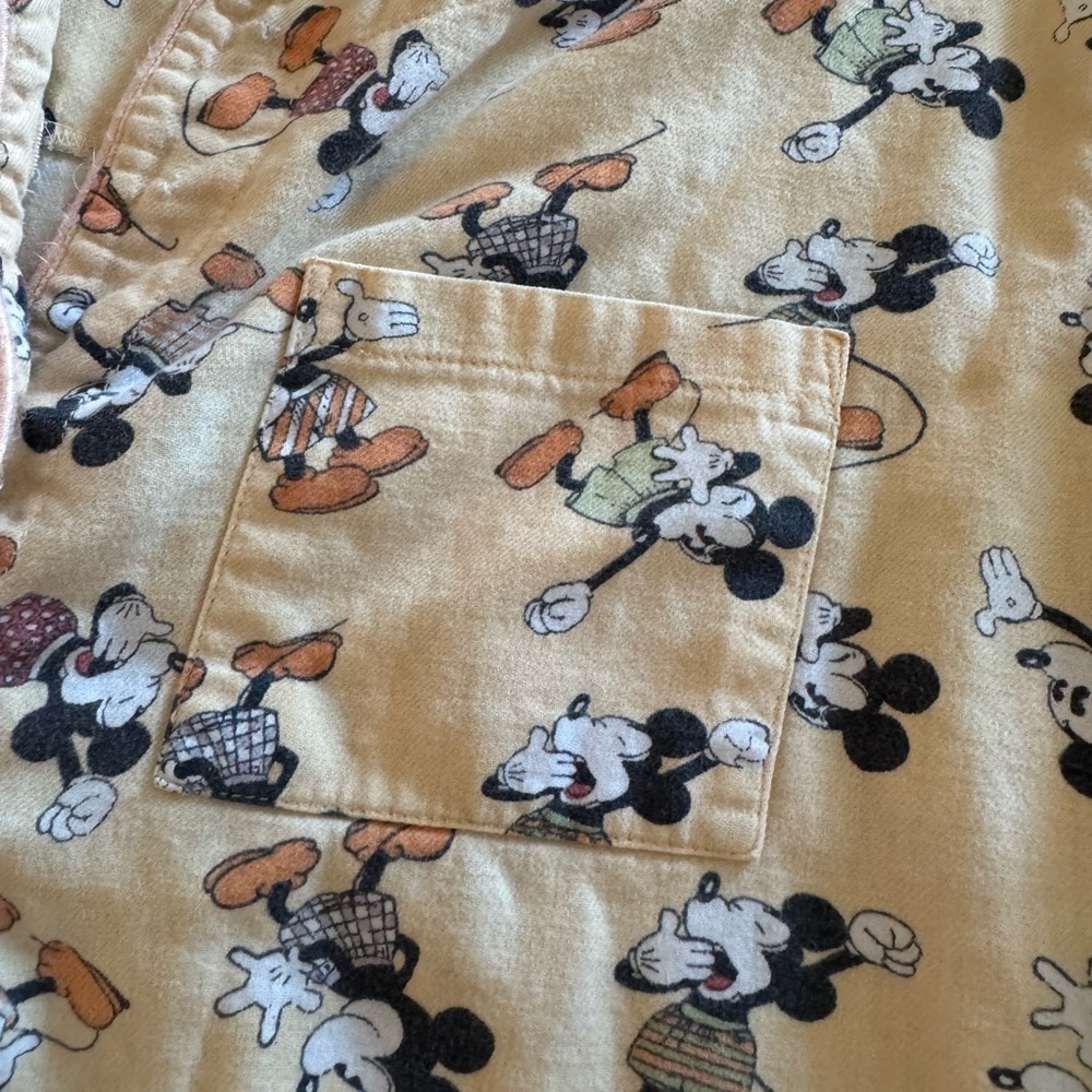 Vintage Walt Disney Word Mickey Mouse Flannel Yellow Nightgown - Picture 7 of 7